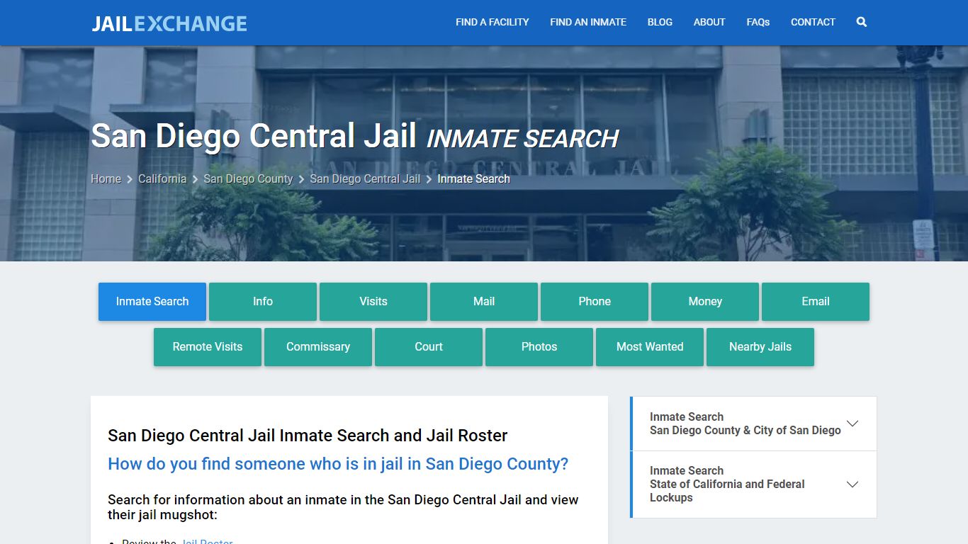 Inmate Search: Roster & Mugshots - San Diego Central Jail, CA