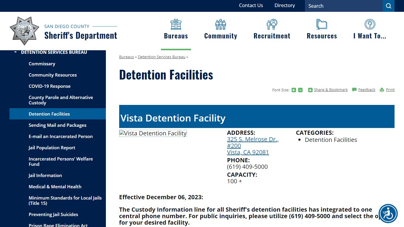Detention Facilities | San Diego County Sheriff